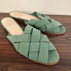 Bird of Flight Philo Low Heel Leather Wedge Woven Sandal Size 11